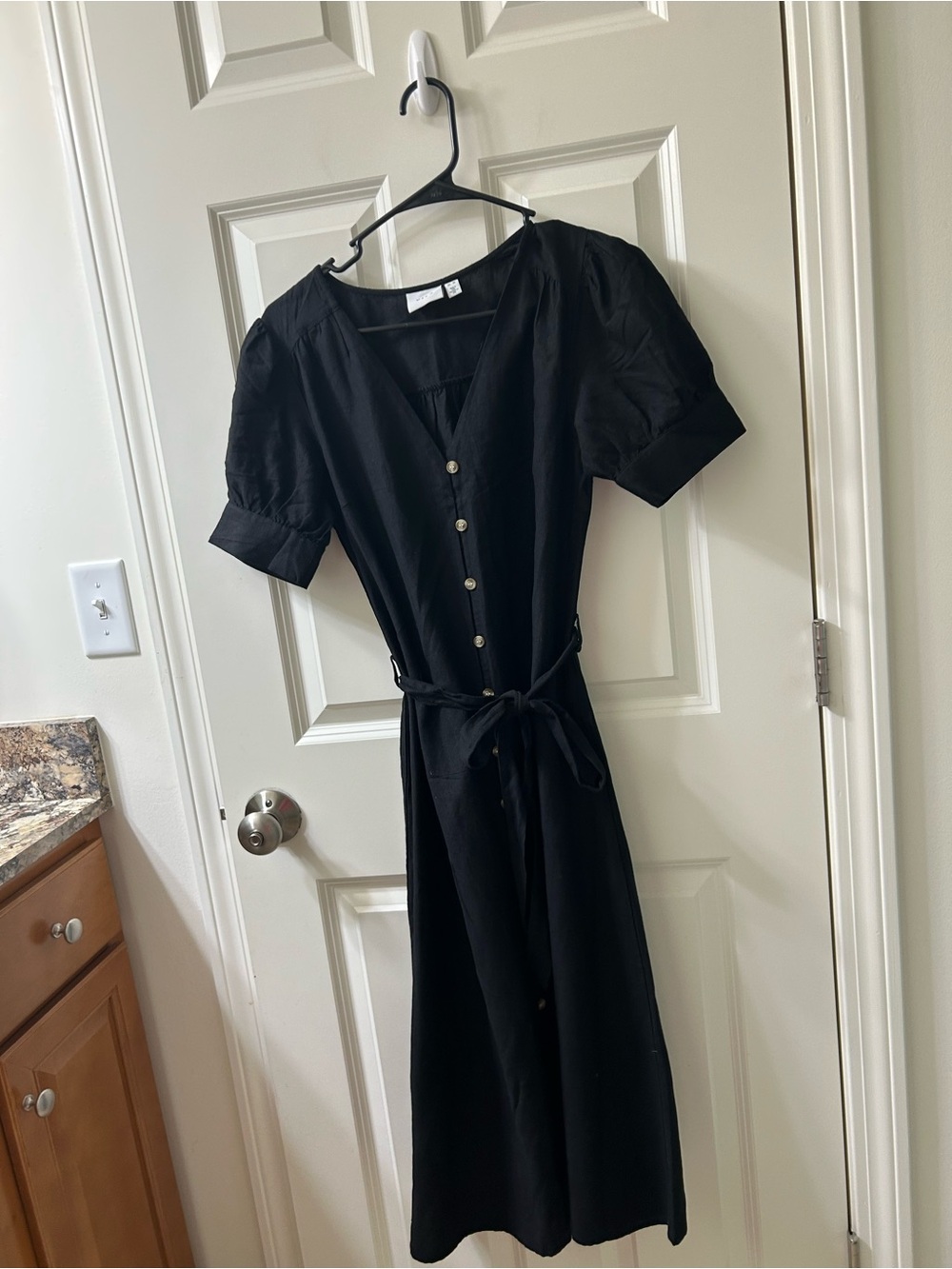 VILA Black Button-Front V-Neck Midi Dress (stock pic) Size S - Picture 4 of 6